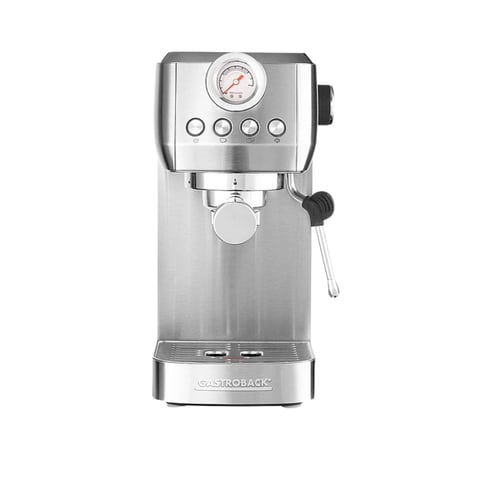 Gastroback Design Espresso Piccolo Pro i rustfritt stål med trykkmåler, kontrollknapper og portafilter
