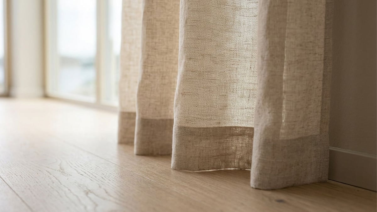 Treffer gulvet perfekt - LEAH Linen Beige gardiner