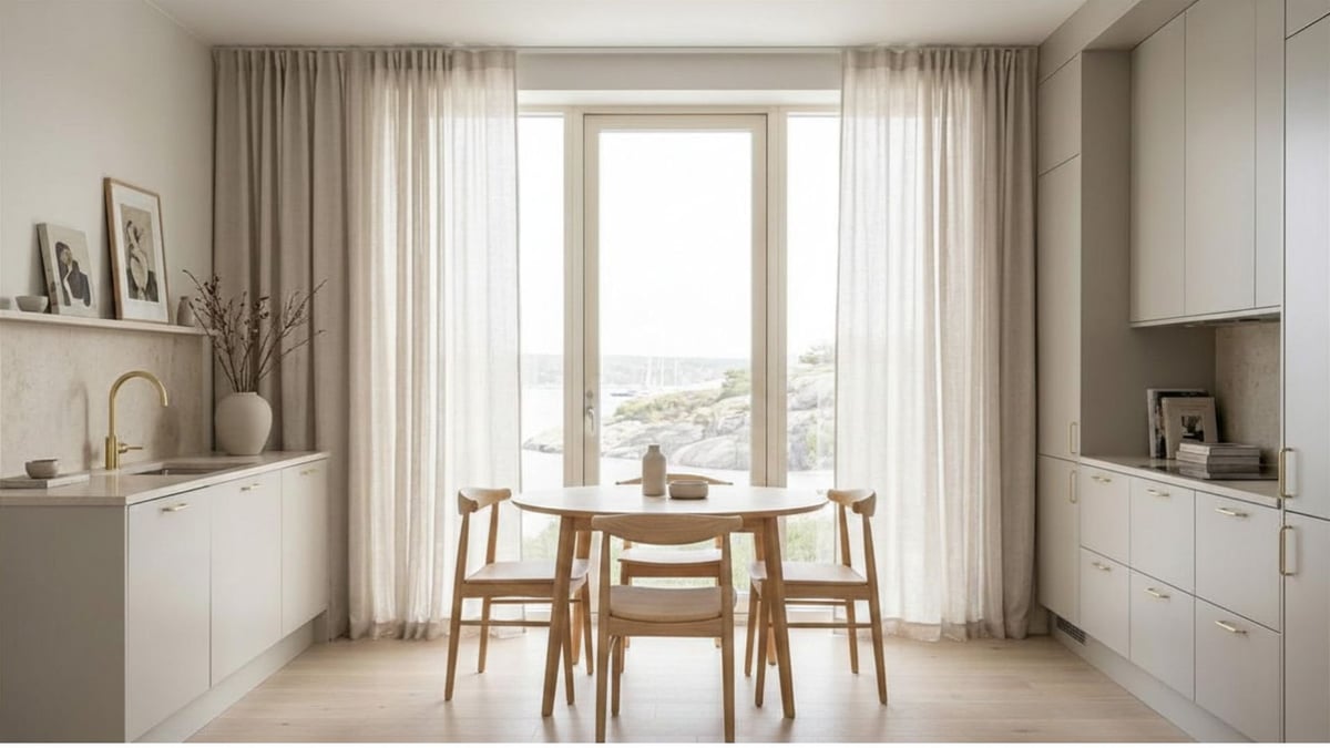 Skaper hotellfølelse hjemme - LEAH Linen Beige gardiner