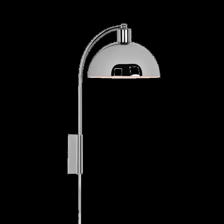 Nordlux Ellen vegglampe i blank sølvfinish med rund skjerm og veggmontert base