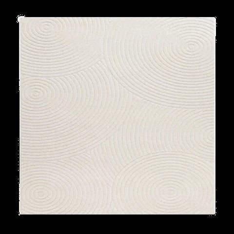 Abstract geometric pattern with concentric circles and wavy lines in cream and beige tones