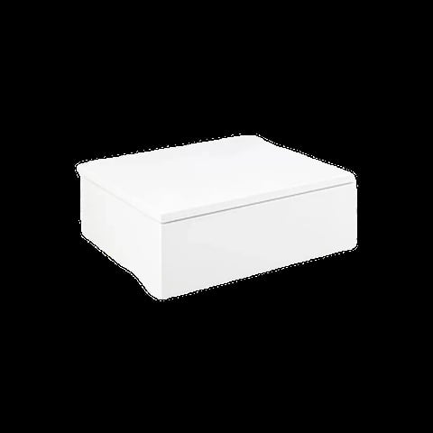 White rectangular box being shown in 3D isometric view against black background